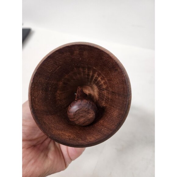 Vintage S.S. Sarna India Wood Floral Design Bell Treble Clef Handle Hand Carved - Picture 7 of 8
